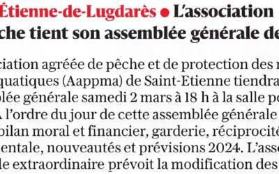 L’association de pêche tient son assemblée générale demain