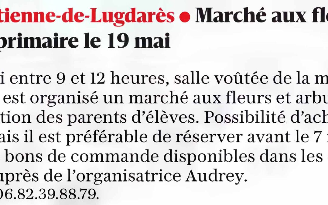 Marché aux fleurs de l&rsquo;école primaire le 19 mai