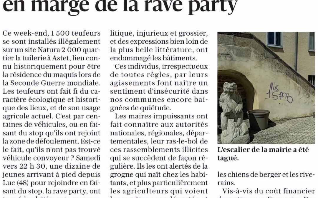Des bâtiments tagués en marge de la rave party