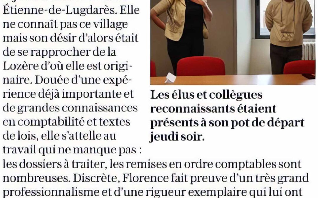 L&rsquo;agente communale Florence Fages quitte le village