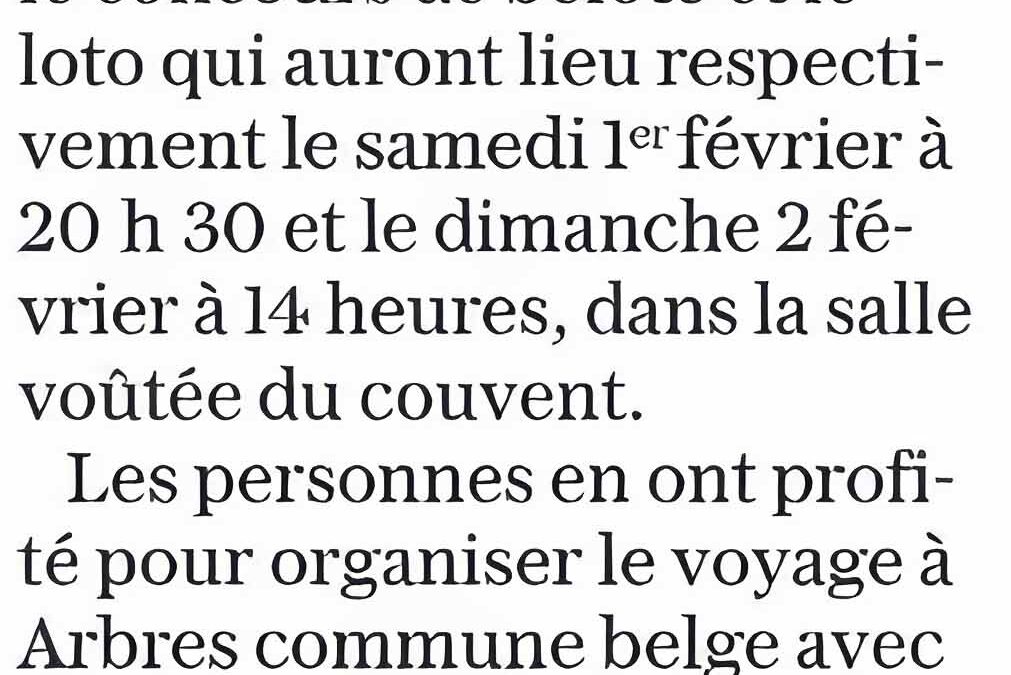 Belote, loto et voyage en Belgique en préparation