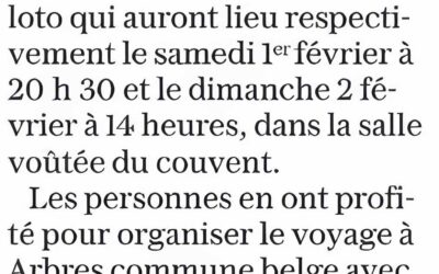 Belote, loto et voyage en Belgique en préparation