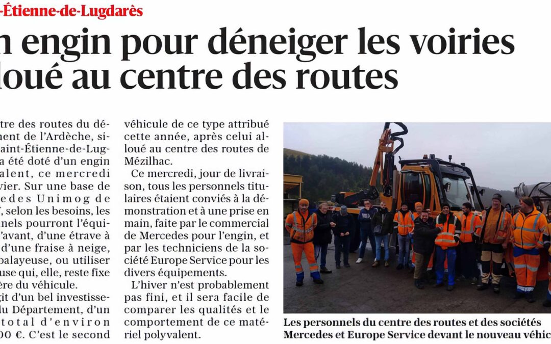 Un engin pour déneiger les voiries alloué au centre des routes