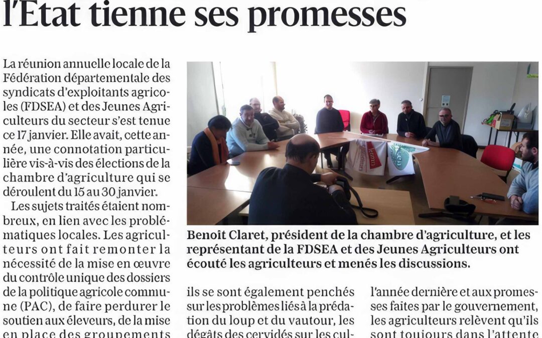 Les agriculteurs attendent que l’État tienne ses promesses