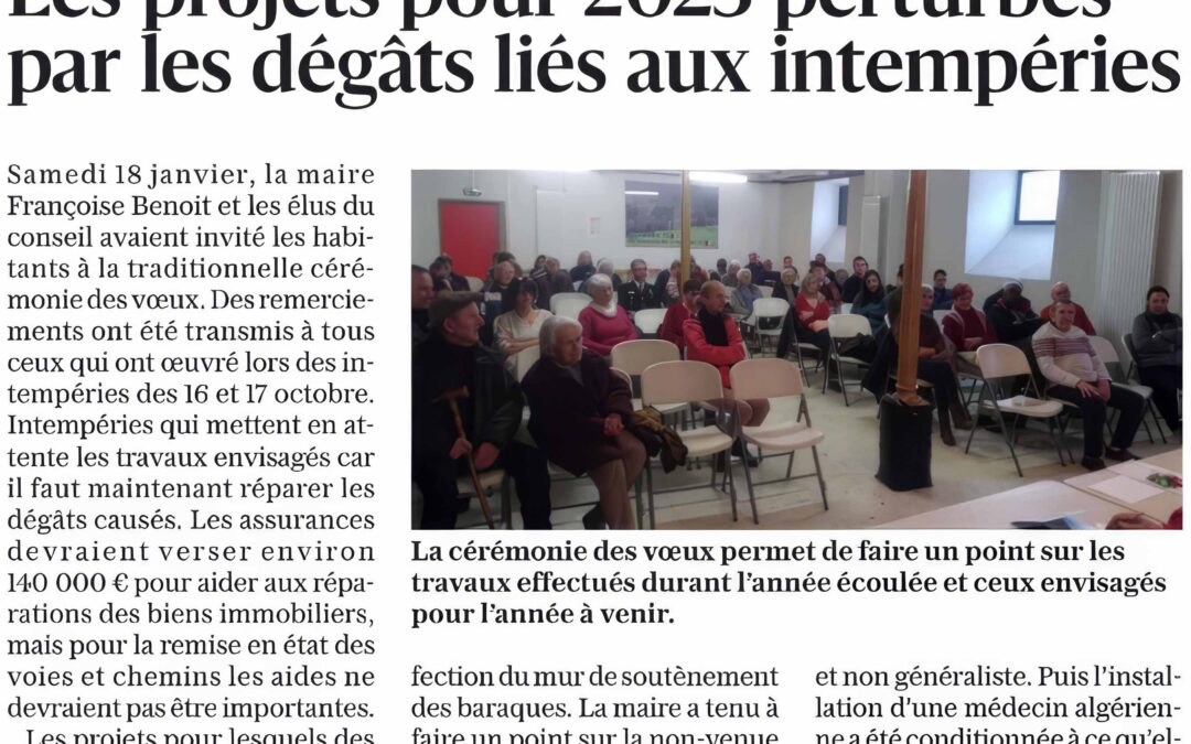 Les projets pour 2025 perturbés par les dégâts liés aux intempéries