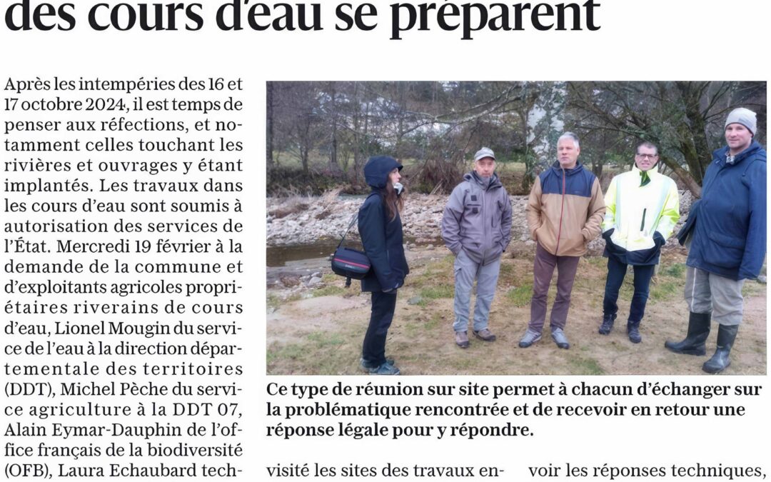 Intempéries : les travaux au niveau des cours d&rsquo;eau se préparent