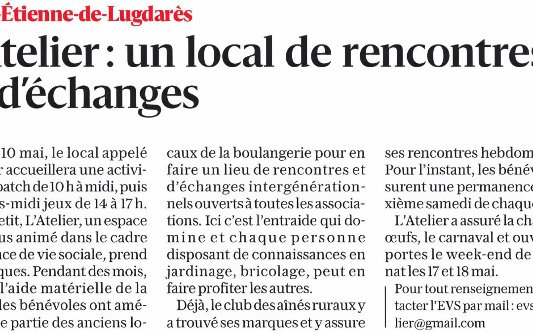 L&rsquo;Atelier : un local de rencontres et d&rsquo;échanges