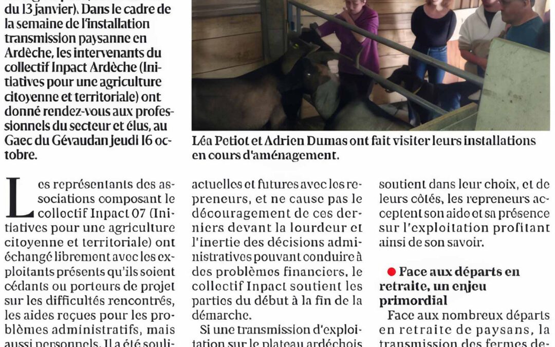 Une transmission d&rsquo;exploitation agricole qui sert d&rsquo;exemple
