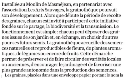 La grainothèque du Moulin de Masméjean attend vos récoltes